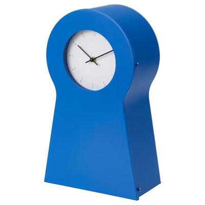 IKEA PS 1995 große Aufbewahrungsuhr aus Metall blau 48 cm hoch BRANDNEU