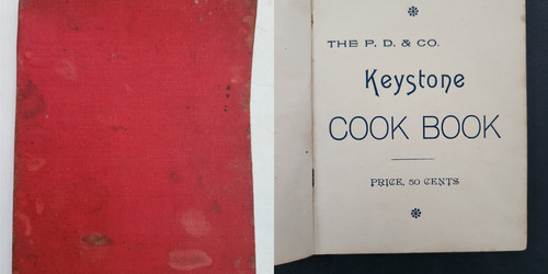1886 antique COOK BOOK victorian cakes pies puddings desserts KEYSTONE ADS