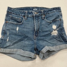 Old Navy OG Short High Rise Denim Shorts Women's 12 Blue Distressed Cuffed