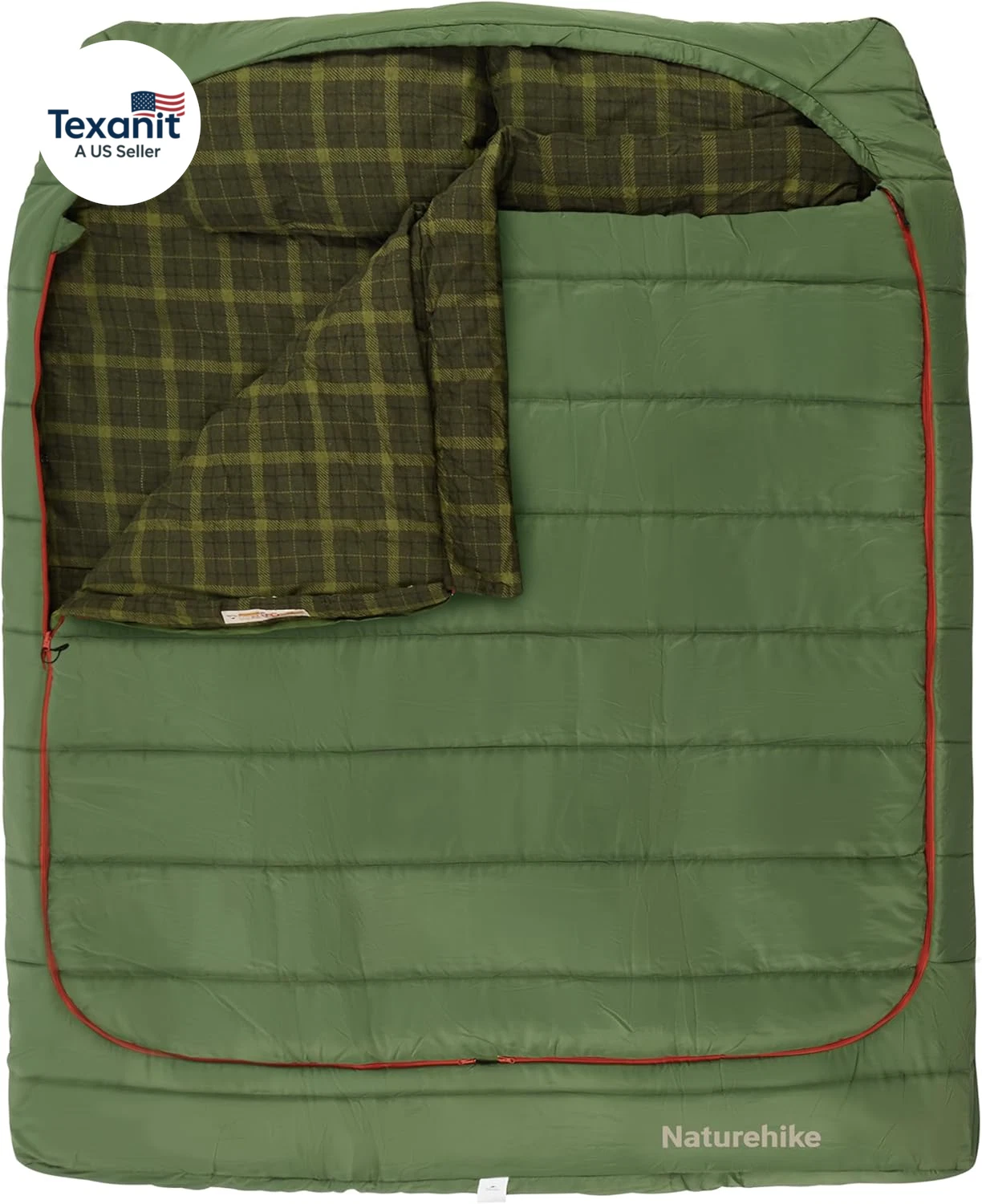Flannel Sleeping Bag for Adults with Pillows, Doublewide Two Person Sleeping Bag