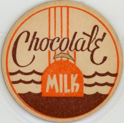 Milk Bottle Cap - generic - CHOCOLATE MILK - orange & brown