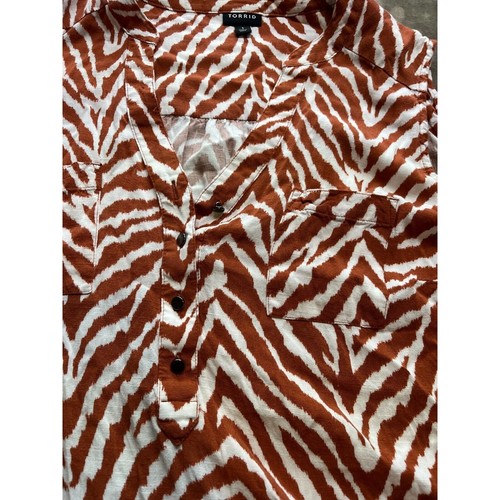 Torrid Womens Tank Top 1X Brown Zebra Animal Print Lenny Blouse Sleeveless - Picture 2 of 5