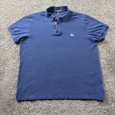 Burberry Brit Polo Shirt Men XL Blue Pique Nova Check Preppy Travel Resort Prep