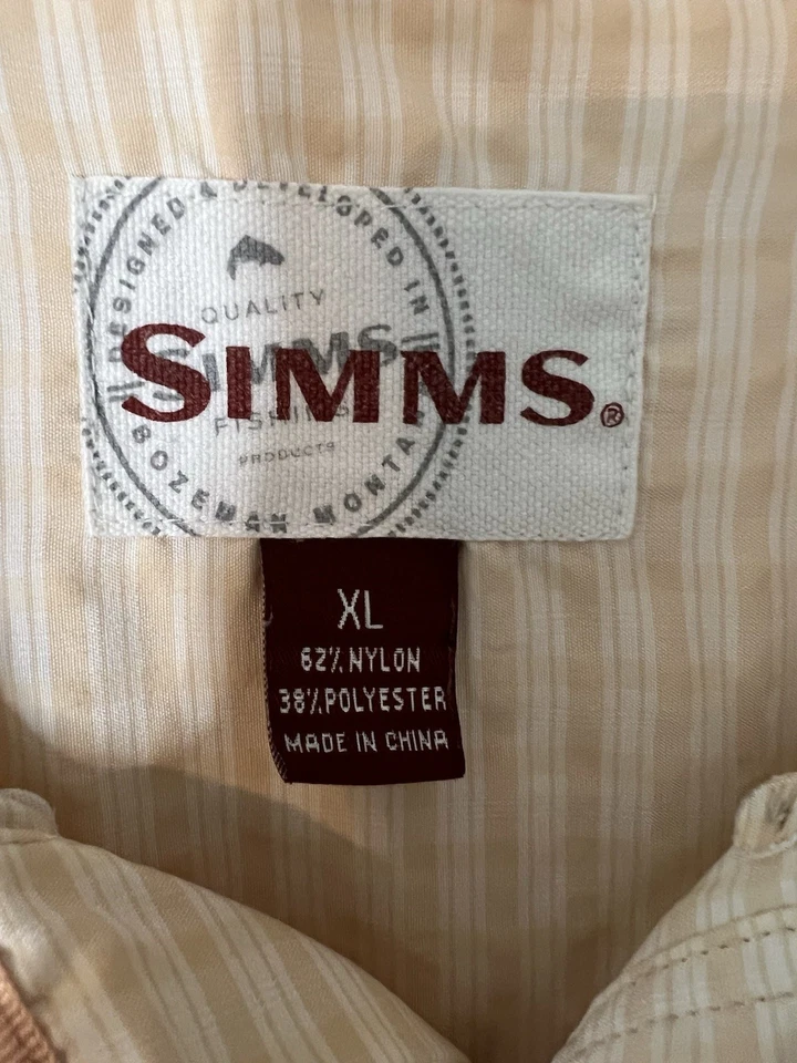 Camisa de pesca Simms Performance para hombre manga corta color tostado y blanco talla XL Foto 4 de 4