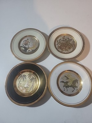 4x The Art Of Chokin Deko 24k Goldrand Miniatur Teller