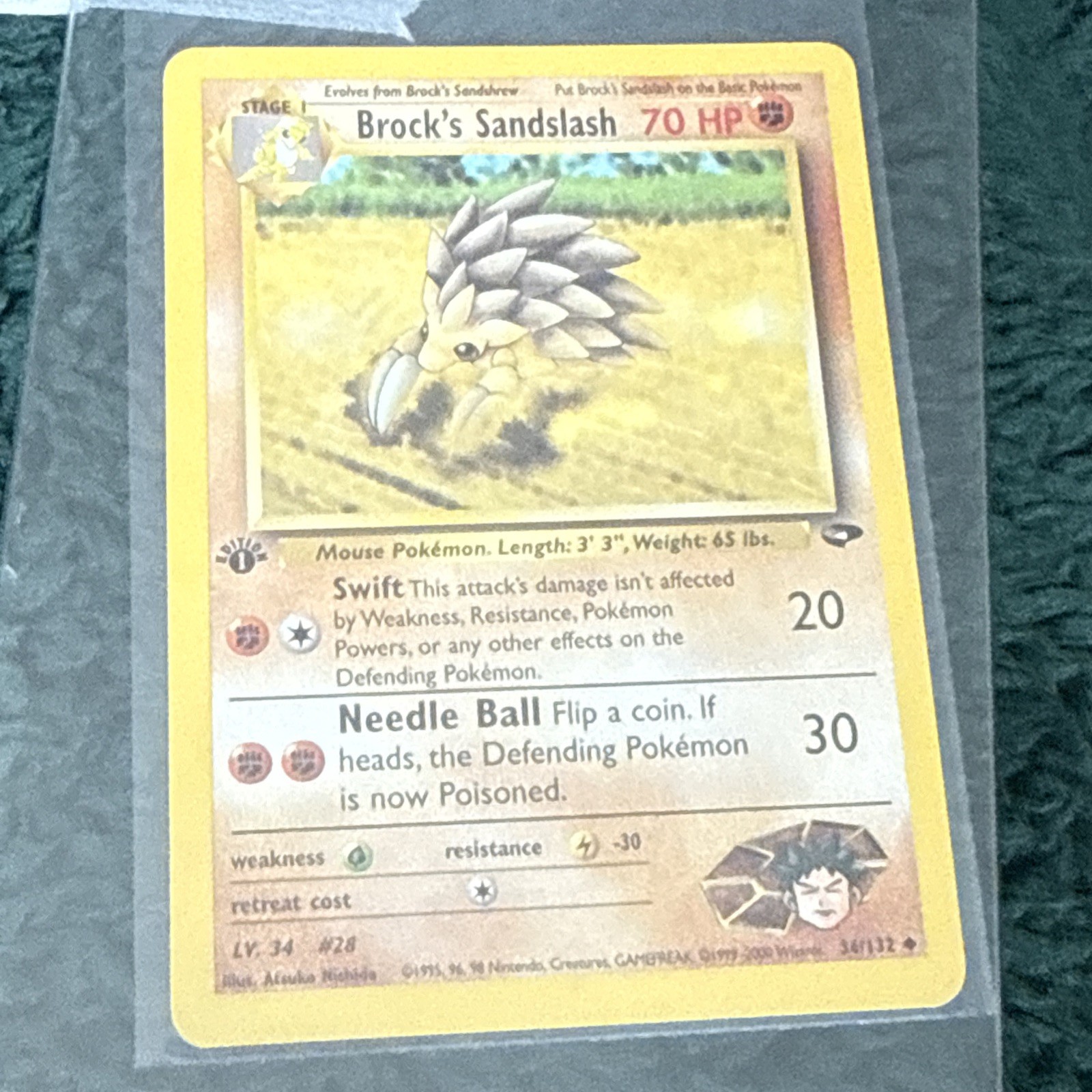 Brock's Sandslash - 1st Edition - 36/132 Gym Challenge - Pokémon TCG - 2000 NM 
