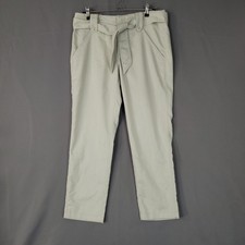 LANDS' END Pants Women s Light Khaki Size 8 Mid Rise Straight Leg Stretch Belted