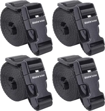 Buckle Straps with Clips, Adjustable Nylon 6’x1, Black 