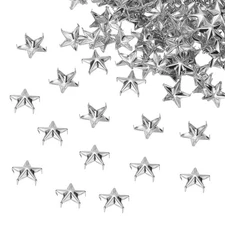 15mm Metal Studs Spots 200Pcs Star Claw Beads Nailhead Rivets, Silver