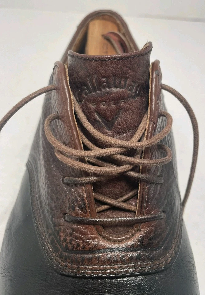 Callaway 高尔夫鞋 9.5 男式经典双色黑色和棕色皮革  — 第 2/4 张图片