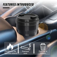 Car Ashtray with Lid, Windproof Smokeless Sedan Cup Ash Holder, Self-Extingui...