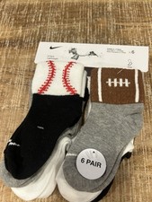 Nike 6 Pack Lightweight Ankle Socks Toddler 2-4 Years White/Black/Gray