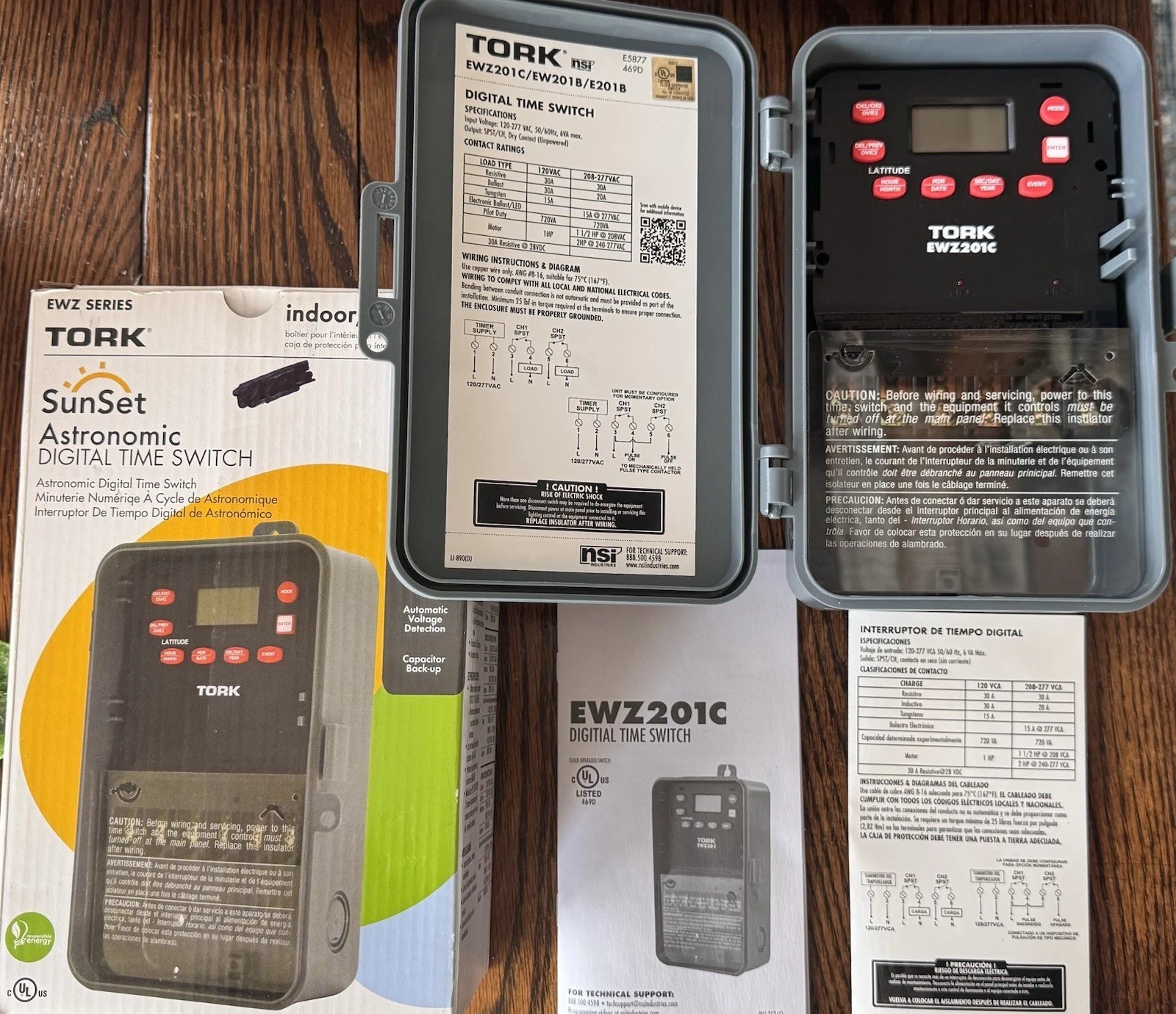 TORK Digital Time Switch EWZ201C Multi-V 120-277VAC 7-Day Indoor/Outdoor New