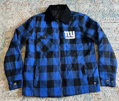 New York Giants NFL Flannel Jacket Blue Plaid The Wild Collective