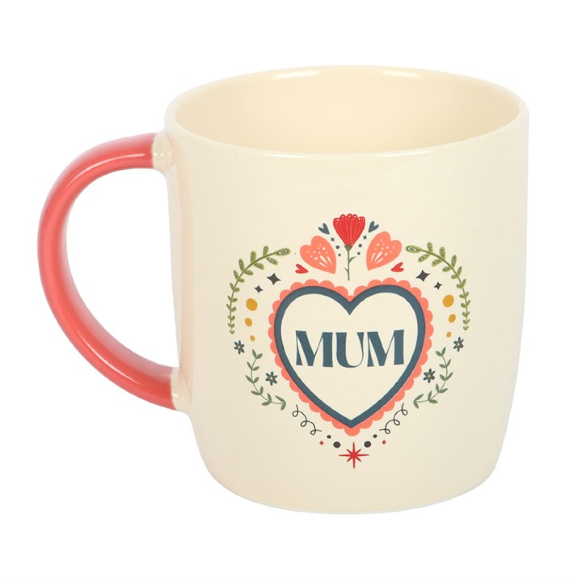 Mum Folk Heart Mug Ceramic Tea Coffee Cup Mother's Day Birthday Gift Boxed
