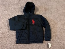Polo Ralph Lauren BOY'S navy blue red big pony down feather winter jacket coat S