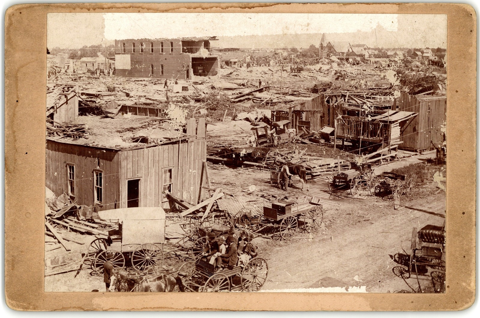 Cabinet Card Circa 1890s Cyclone Tornado Aftermath Disaster Wellington Kansas
