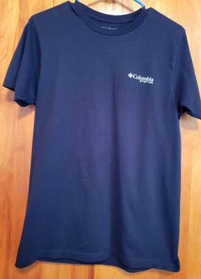 Columbia Black PFG T Shirt Size Medium Fish Hooks Flag on Back