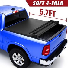 5.7ft 4-fold Tonneau Truck Bed Cover For 2009-2025 Dodge Ram 1500 Waterproof