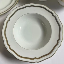 Ceralene Raynaud  Marie-Antoinette Rimmed Soup Bowl  Limoges, France Porcelain