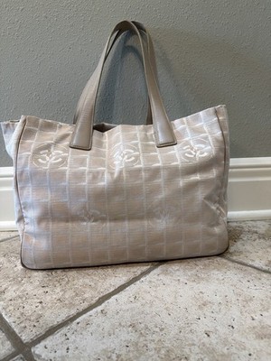 CHANEL Beige Logo Large Tote Bag w/ Organizer Insert, Inner Pockets, Gold