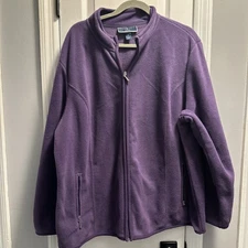 Karen Scott Sport Women's Plus Size Fleece Jacket Purple Full Zip Size 2X