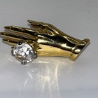 "Diamond" Ring Brooch Pin Hollywood Glamour Estate 1980s M. Jent Hand with Huge