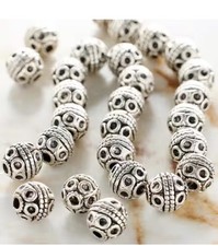 Silver Plated Carved Round Beads, 8mm by Bead...