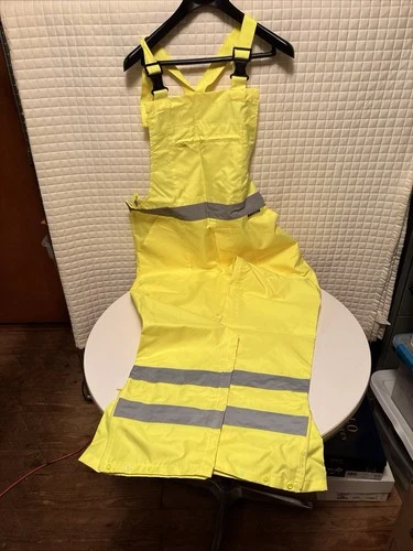 Majestic High-Visibility Yellow Safety Overalls Sz L Reflective Adjustable NWOT - product listing photo
