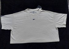 Reebok Women's LM Crop Tee  Fit Loose Classics White Size L