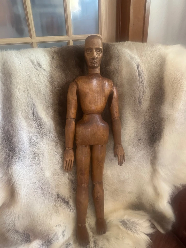 Antique 32.5" Male Articulated Wood French Artist Mannequin - Image 3 of 4