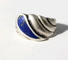 Vtg Sterling Silver Lapis Inlay Art Deco Band Ring Lot Size ~7