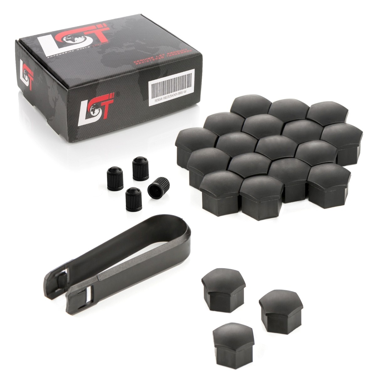 20X Wheel Nut Caps Set Black Matte 17Mm For LEXUS