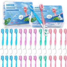 70Pack Mini Disposable Toothbrushes with Toothpaste Tongue Scraper Floss Pick 5-