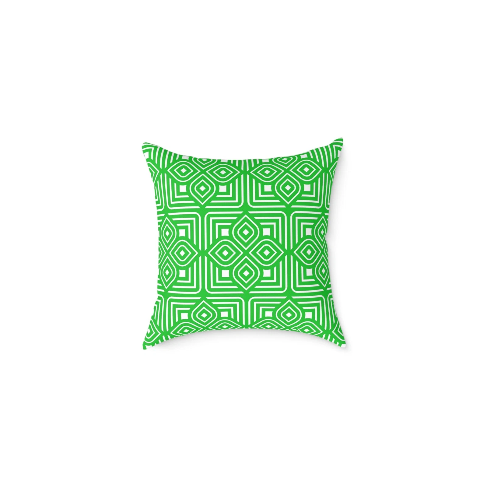 Geometric Diamond Tile Square Pillow | Green Pattern Throw Pillow
