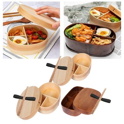 Holz Sushi Box Lebensmittelbehälter Holz Brotdose mit Essstäbchen Geschirr Schale