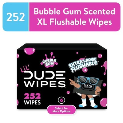 Flushable Wet Wipes for Kids Extra Large Bubble Gum Scent 252 Count 6 Pack Baby