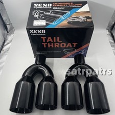 Pair Quad 4 Out Black Exhaust Tip Staggered 2.5 Inlet Dual Wall Angle Cut Pair Quad 4 Out Black Exhaust Tip Staggered 2.5 Inlet Dual Wall Angle Cut