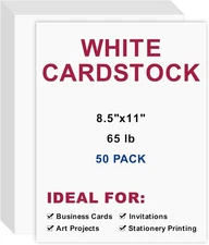 (Free Duty Tax) Cardstock 8.5 x 11, 50Pcs 65lb/180gsm Thick Cardstock Printe