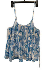 Nine West Women XL Pleated Flowy abstract print spaghetti straps camisole top.