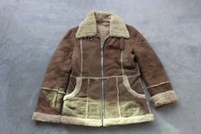Vintage Shearling Leather Coat Rancher Western Marlboro Man zip up Jacket Mens M