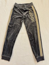 Justice Girls Gray HOOPS Sweatpants Size 8 Gold Accent Basketball Joggers