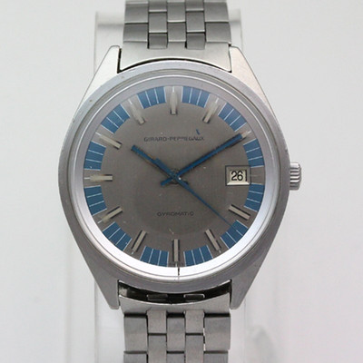 Girard Perregaux Gyromatic Automatic Date 37mm Steel Unique Dial Watch 1960's