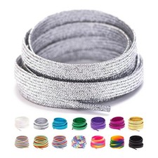 Flat Colorful Shiny Glitter Shoelaces, 2/5 Rainbow Shoe Laces for Sneakers Si...