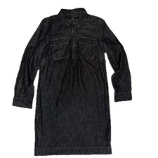 Lauren Ralph Lauren Dark Blue Denim Shift Shirt Long Sleeve Mini Dress Size 4
