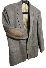 VTG Circle S Taupe Western Blazer 42 Regular Flecked Wool Rockabilly Elbow Patch