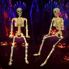 2Pack 36in LED Light Halloween Skeleton Full Body Posable Movable Jonints D cor