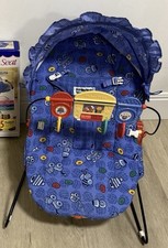 Vintage 1990s Fisher Price Deluxe Soothing Bouncer Seat Vibrating Blue With Box