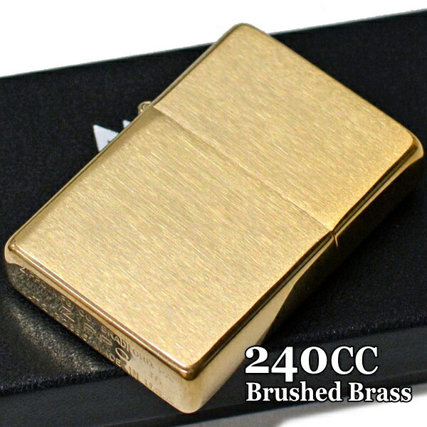 Zippo Lighter 240Cc Flat Top Brush Brass Plain Solid Gold Oil 