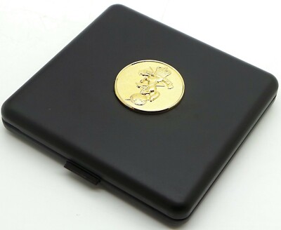 REME Cigarette Case 24k Gold Clad Army Military Crest Double Holder Black  Steel